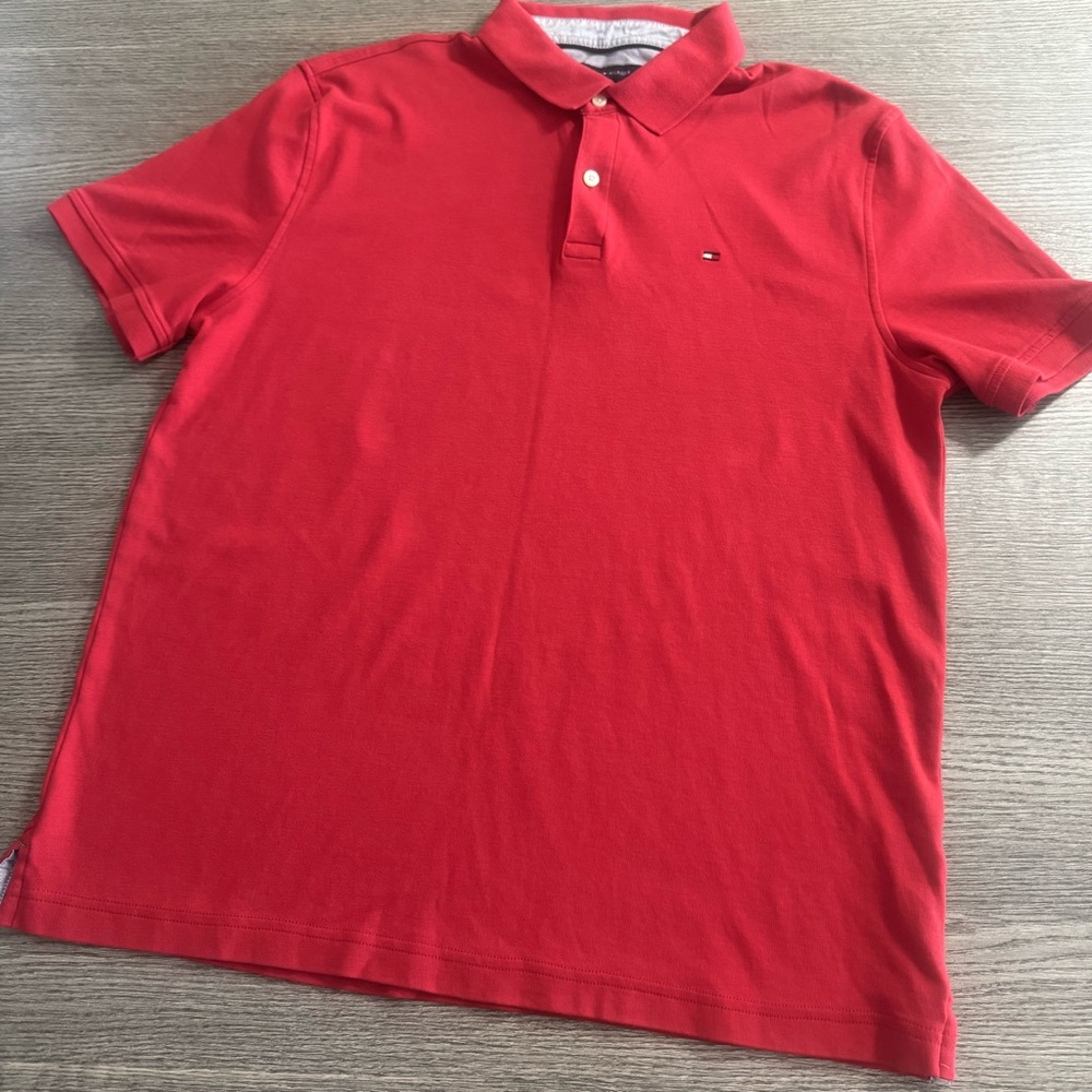 Tommy Hilfiger Polo Shirt Men’s size XL Red Custom Fit Casual Preppy